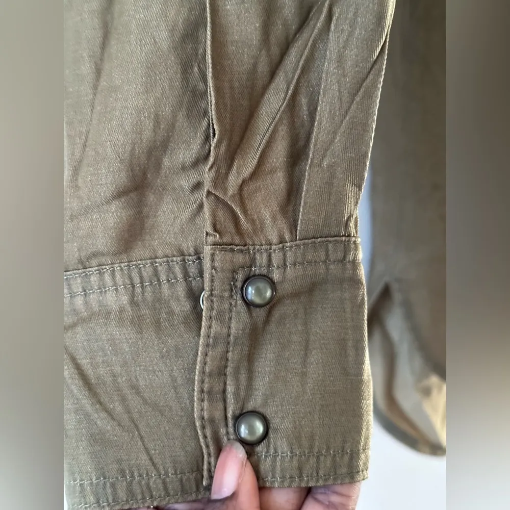 Glam brand S casual relaxed high low shirt olive green shirt dress NWT - Image 6