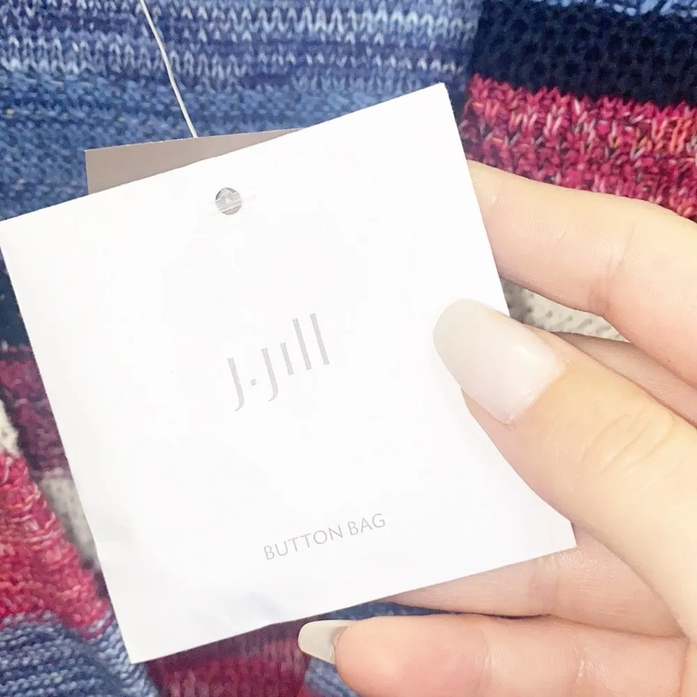 J. Jill Red Blue White Striped Knit Cotton Linen Blend Duster Button Cardigan - Image 6