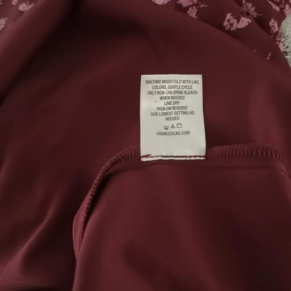 Maroon Floral Godet Mini Flounce Dress in Pink and Maroon - Image 6