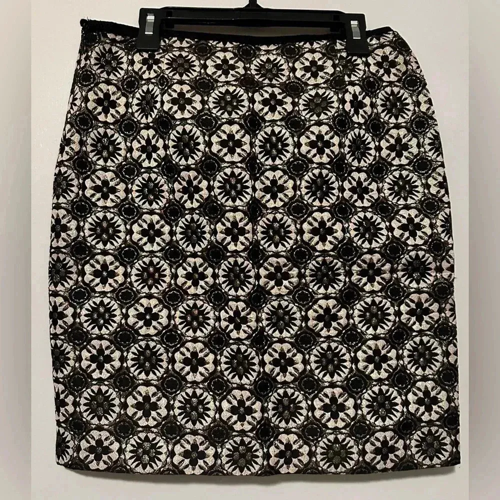 MSSP Max Studio black gold stretch pencil skirt size 2 - Image 4