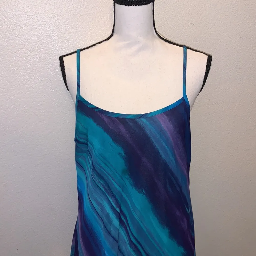 Venezia blue & purple wave pattern maxi night out formal dress Size 14 - Image 2