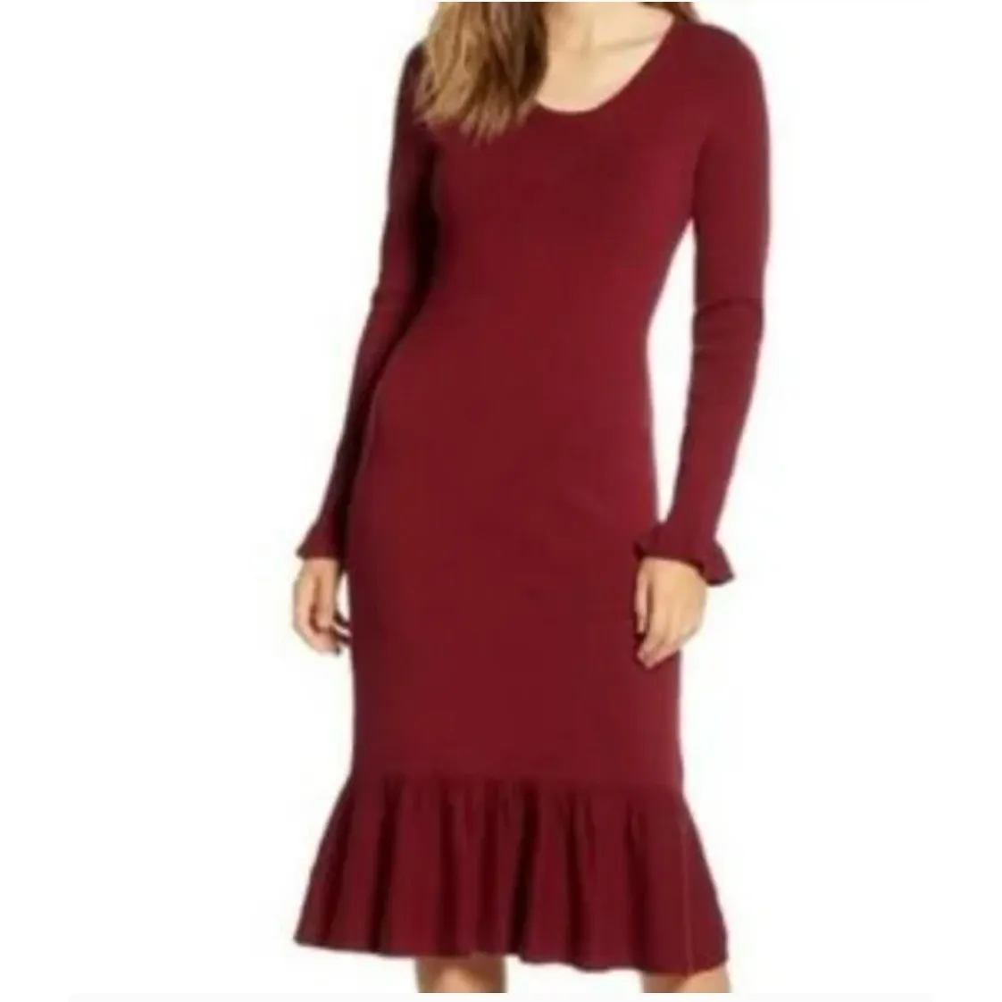 Rachel Parcell Women's Ruffle Trim Knit Sweater Dress Size Small - Image 2