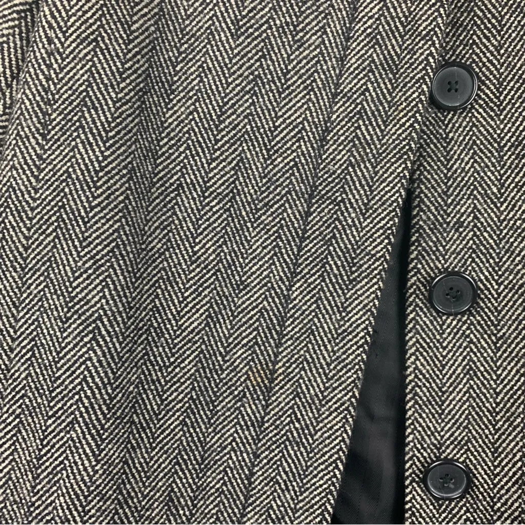 Banana Republic size large wool black Gray pea coat faux fur business - Image 5