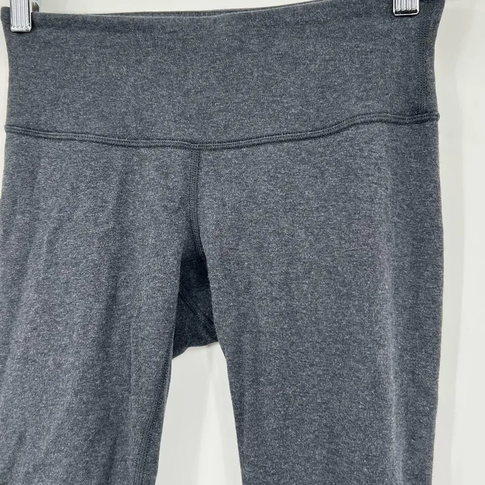 Lululemon gray cropped basic cotton feel leggings wide waistband comfort size 4 - Image 3