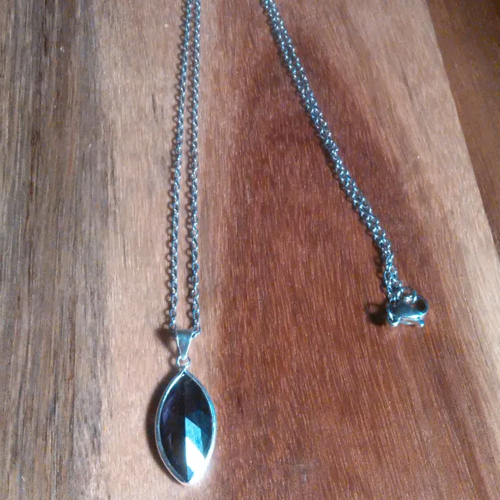 Purple Cubic Zirconia Sterling Silver Pendant Stainless Steel Necklace - Image 10