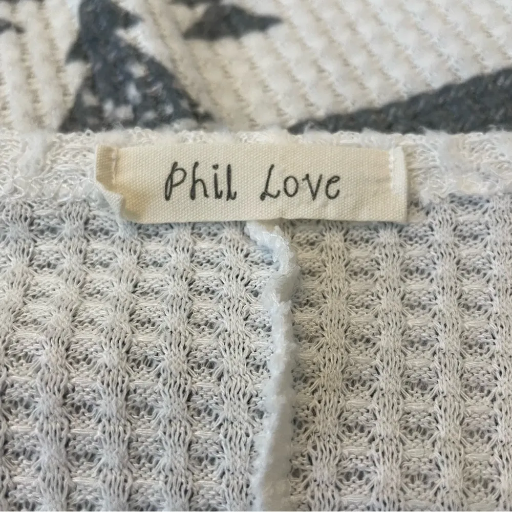 Phil Love Aztec Print Waffle Open Batwing Cardigan Medium White - Image 4