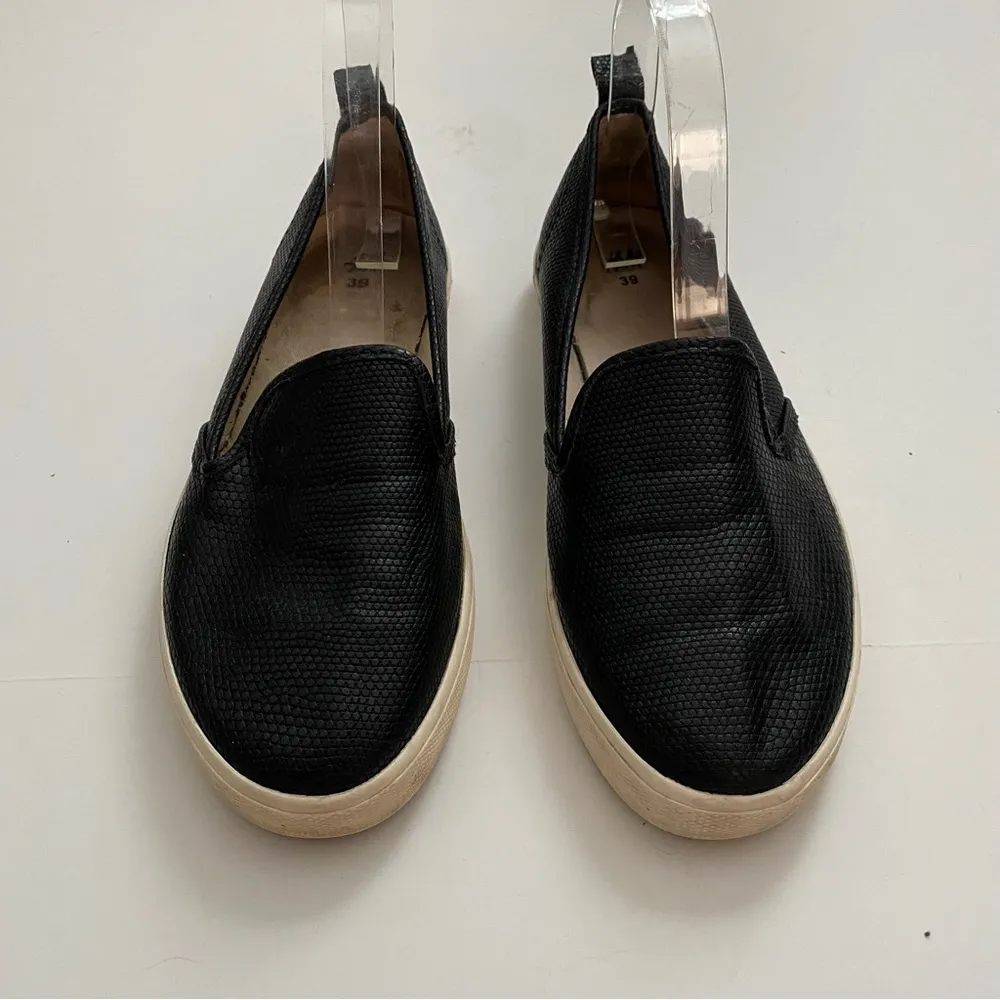H&M Black Snakeskin Faux Leather Slip On Sneakers Flat 8 8.5 39 - Image 2