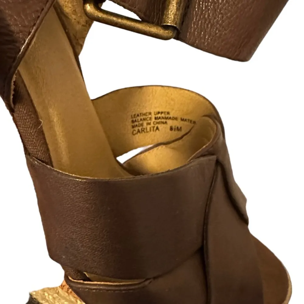 Levity Carlita Leather Wedge Heels as‎ is Brown Size 8.5 - Image 7