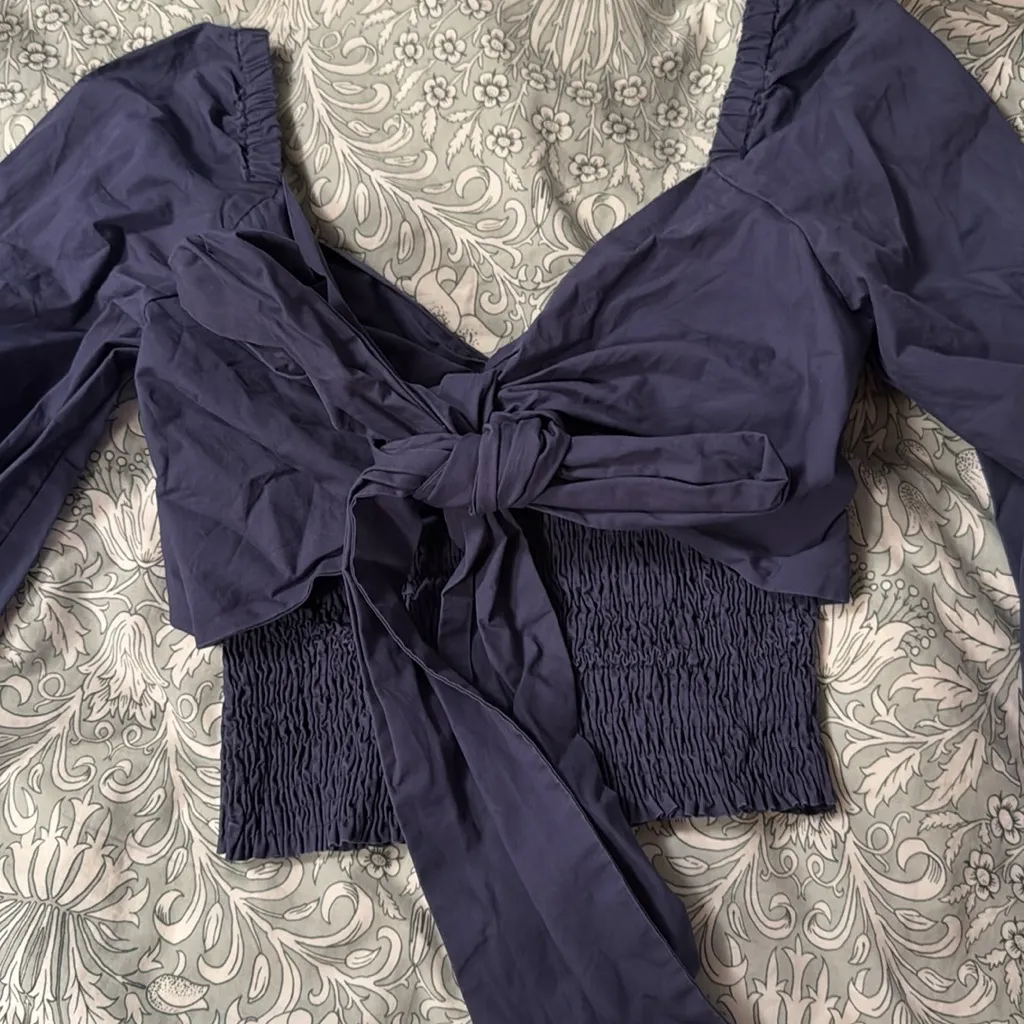 Anthropologie Sundays in Brooklyn Blue Tie Back Top - Image 5