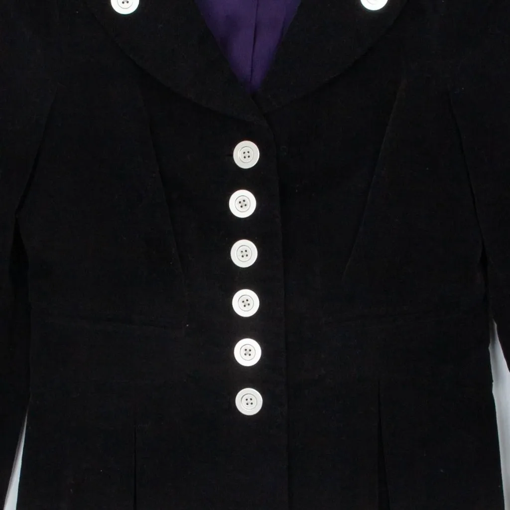 Anthropologie Floreat Edith Velvet‎ Military Blazer Jacket Size 4 Black Goth Y2K - Image 5