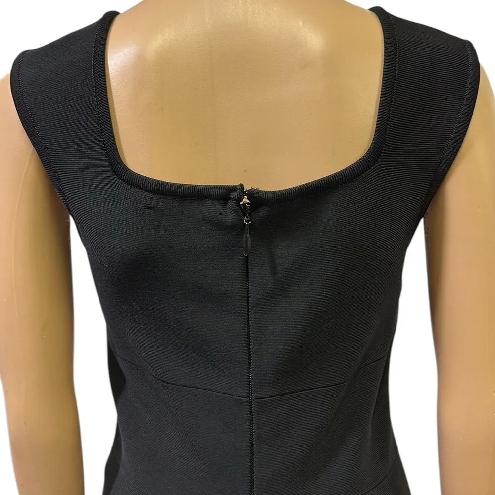 Alice + Olivia Black Bandage Bodycon Stretch Square Neckline Zip Back Dress S - Image 6