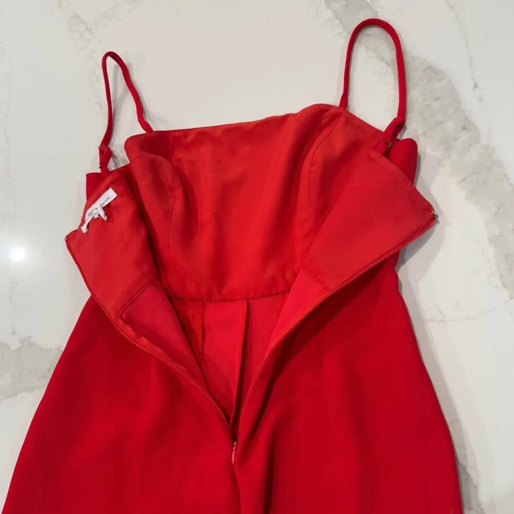 BCBGeneration Strappy Wide Leg Jumpsuit Red Women's 4 Pockets Adjustable Straps - Image 9