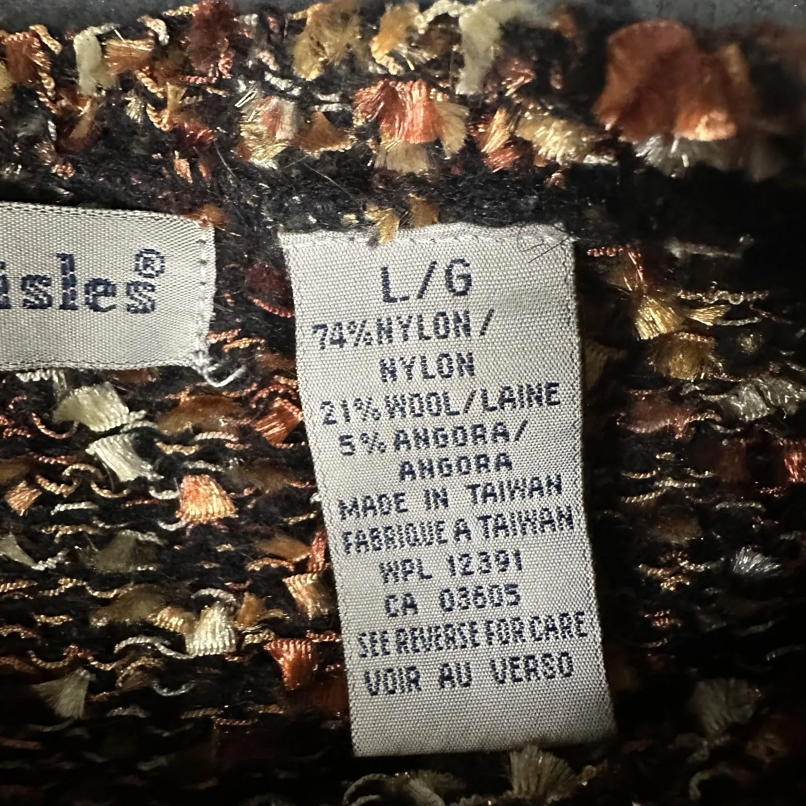 Vtg Northern Isles Sweater Womens L Multicolor Textured Knit Angora Wool Blend Brown Size L - Image 4