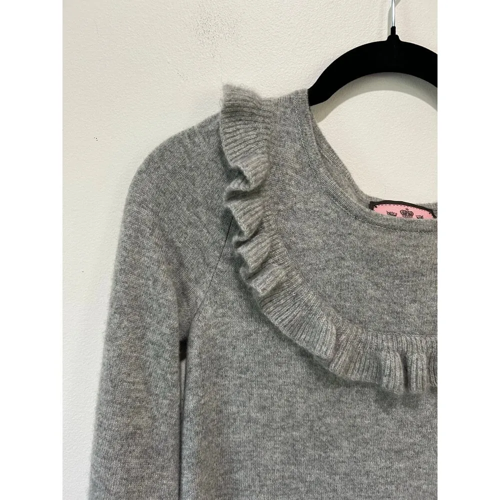 Juicy Couture cashmere sweater dress size S grey round neck ruffles y2k - Image 2