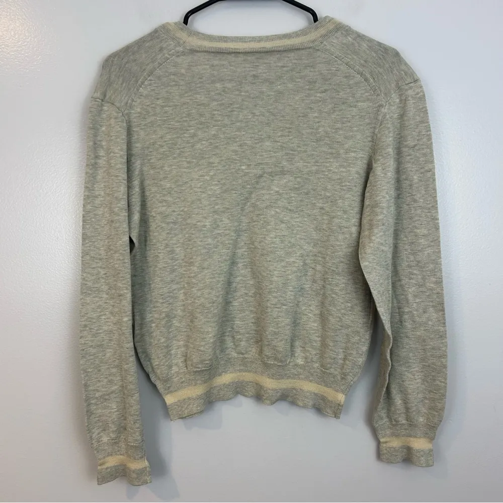 Rag & Bone Lightweight V-neck Grey/Cream Stripe Pullover Sweater Size Small - Image 4