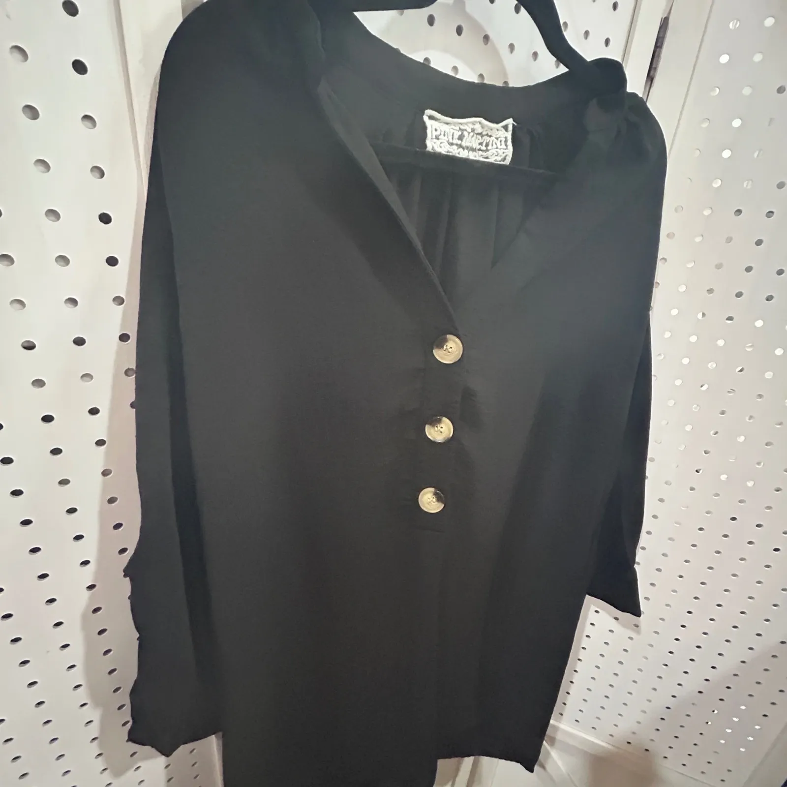 Pink Martini Black V Neck Button Front Tunic Top Dress Size S - Image 5