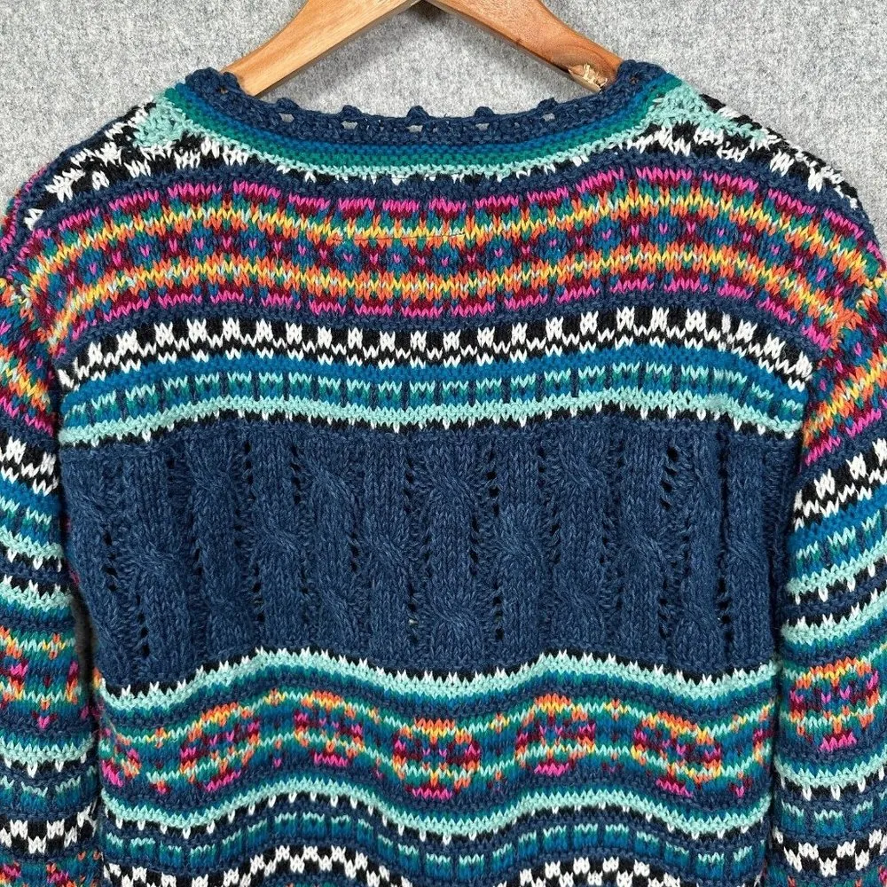Vintage The Limited Petite Small Womens Sweater Hand Knit Striped Multicolor 90s - Image 12