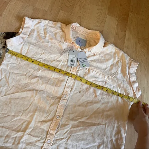 RAILS NWT‎ Lex Button Down Top In Peach Acid Wash Size Large - Image 7