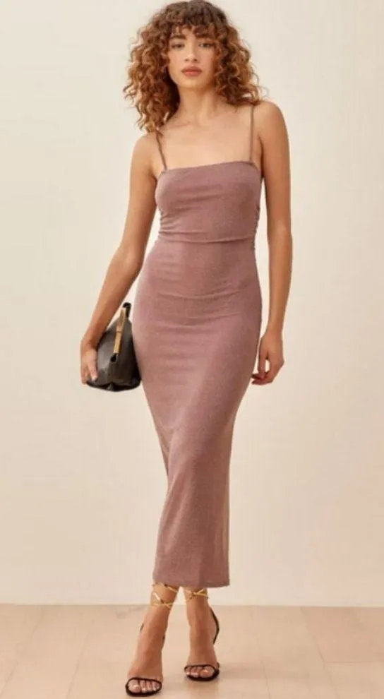 💕REFORMATION💕 Breslin Dress ~ Latte Sparkle XL NWT - Image 2