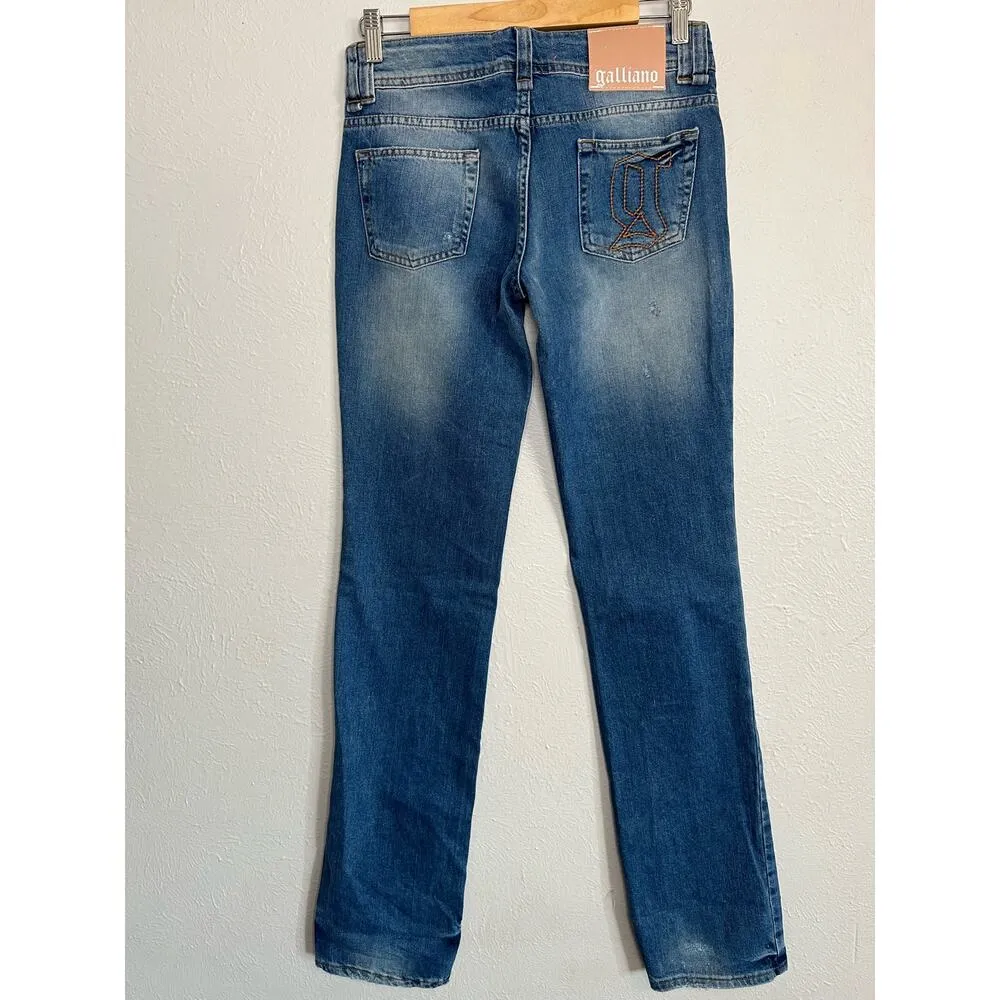 Galliano Y2K Vintage Straight Leg Jeans Women’s Size 29 Medium Wash Blue - Image 6