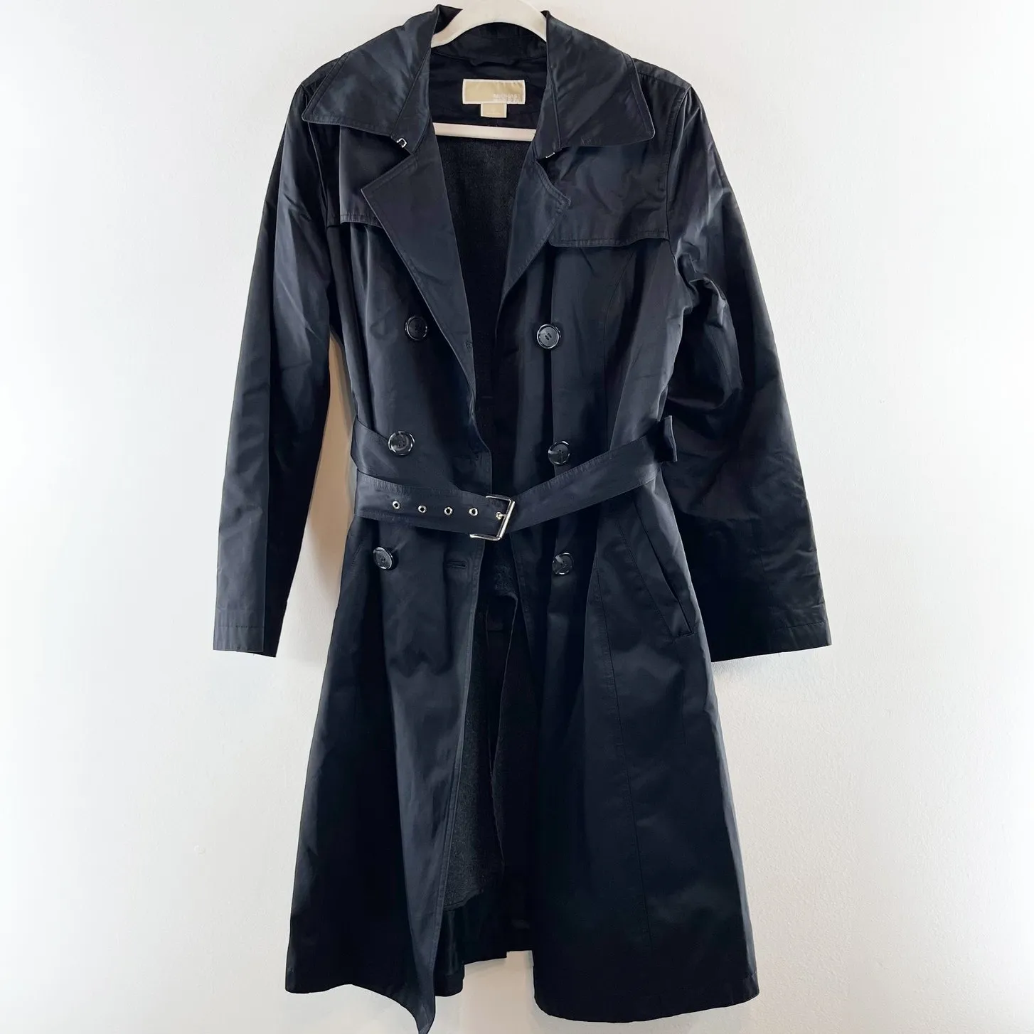 Michael Kors Long Sleeve Double Breasted Belted Trench Coat Black Small - Image 2