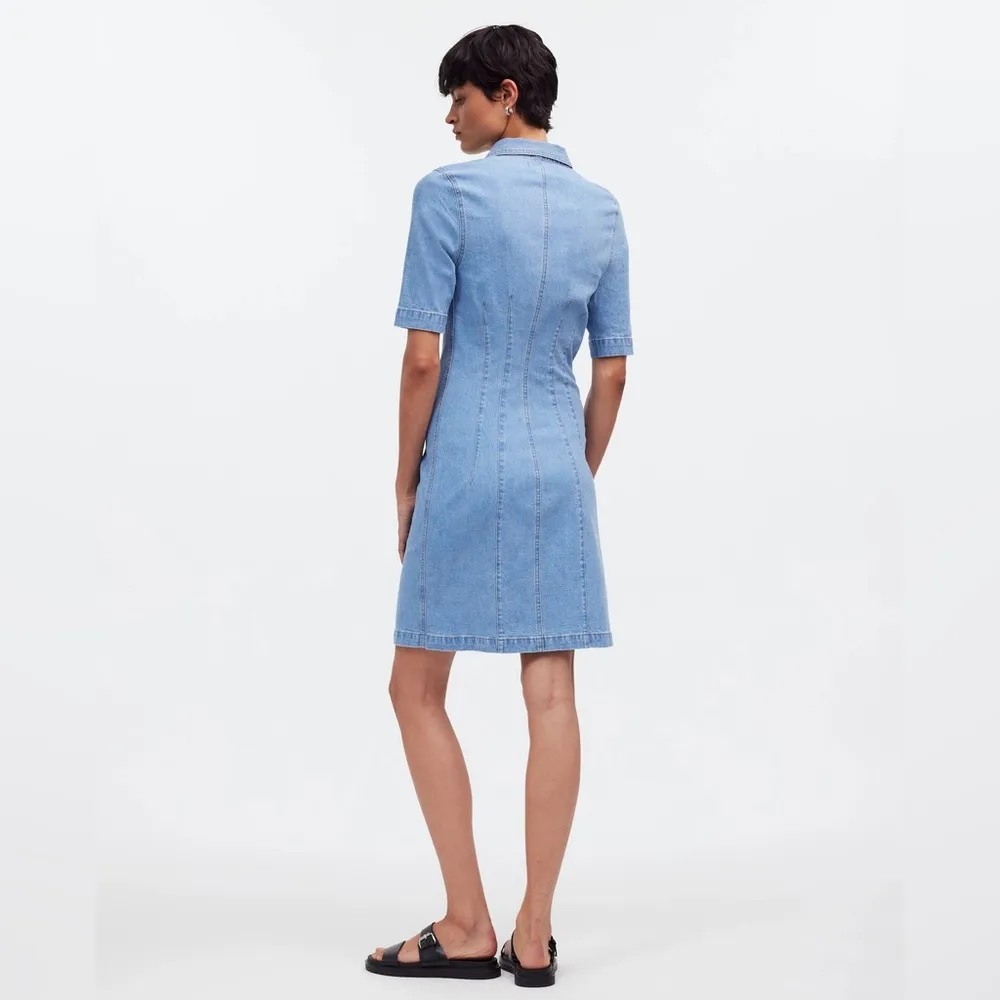 Denim Seamed Mini Shirtdress in Palermo Wash NWOT - Image 4