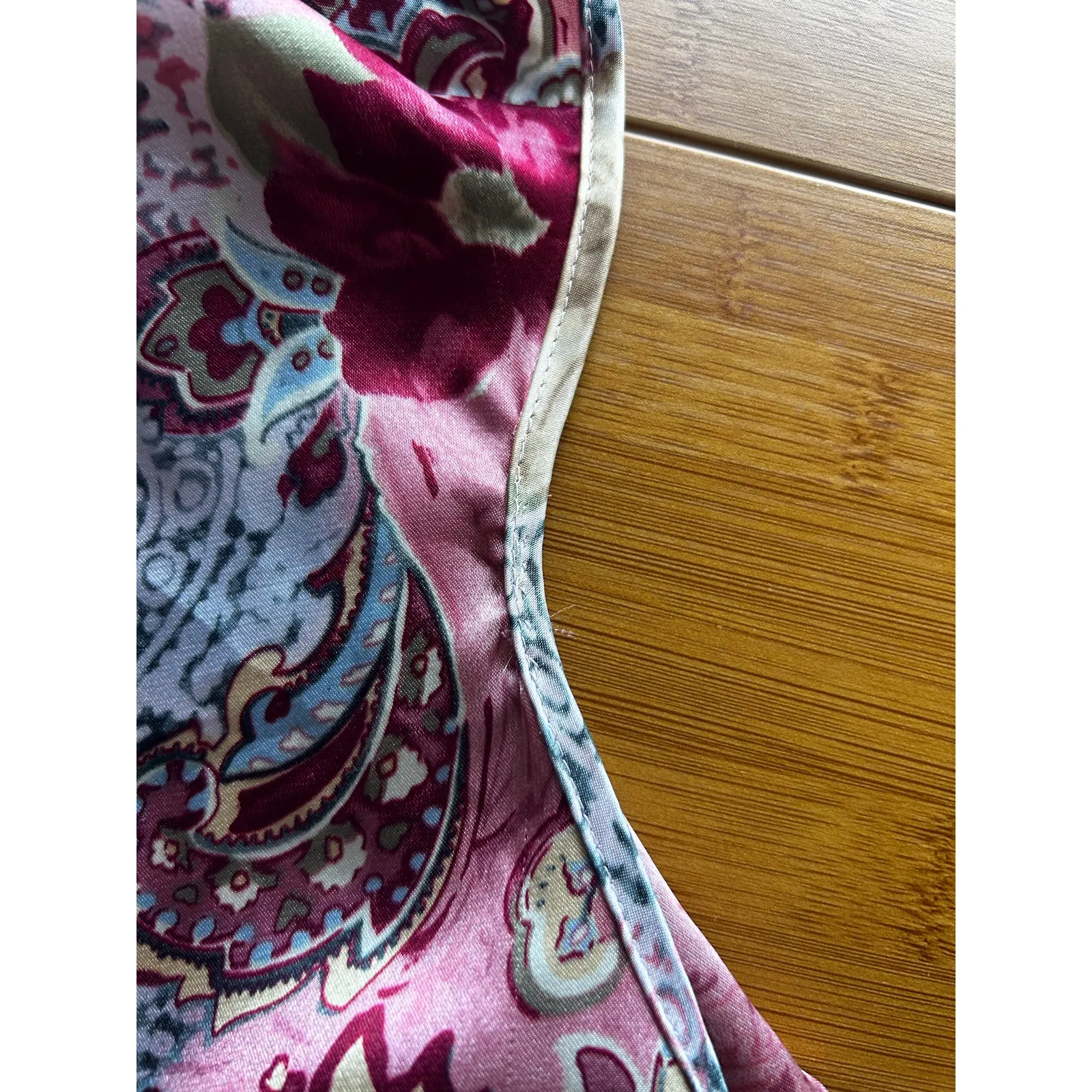 Vintage Y2K 90s Red & Pink Floral Satin Sleeveless Babydoll Slip Dress - Image 7