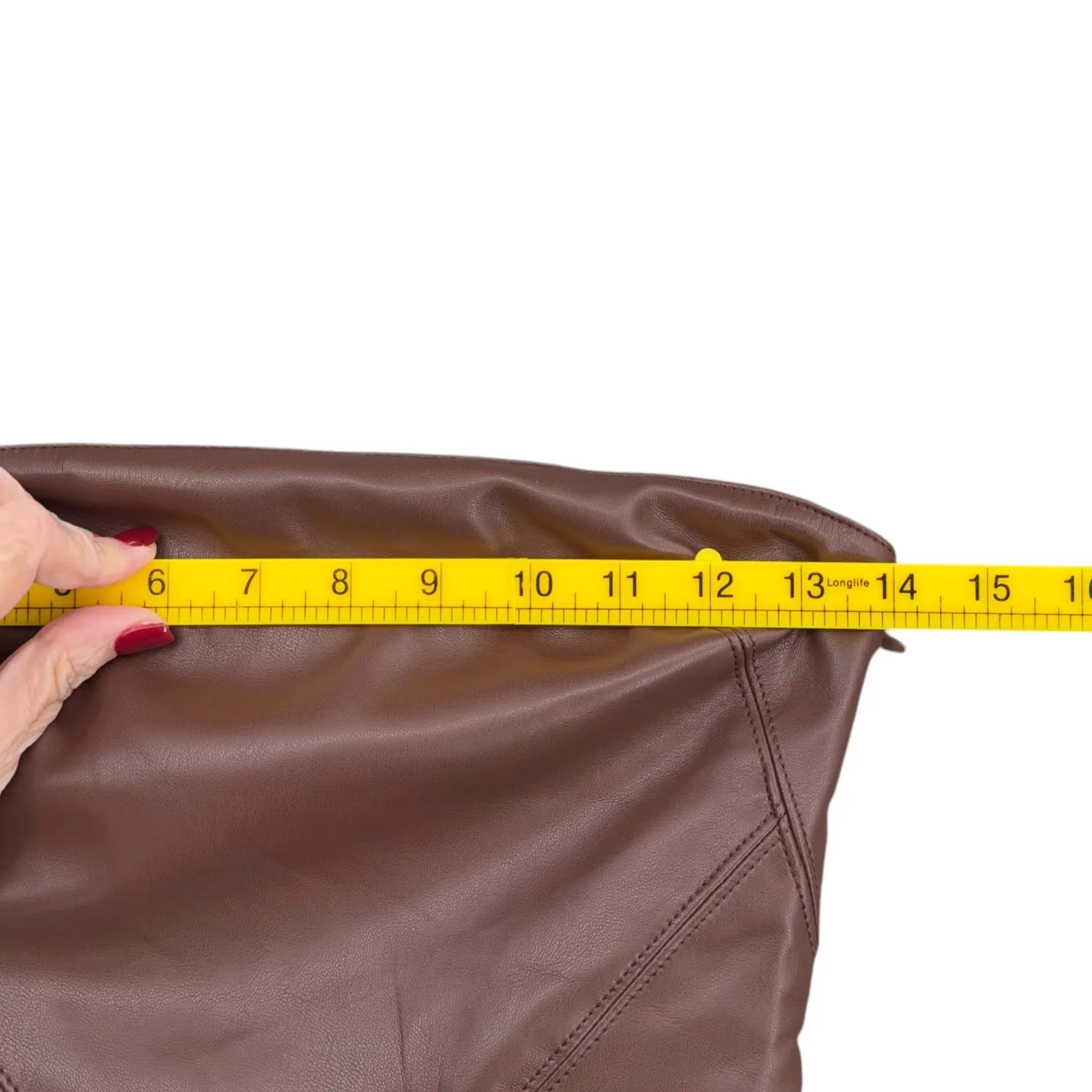 Oh Polly Brown‎ Faux Leather Strapless Maxi Dress with Slit - US 4 UK 8 - Image 6