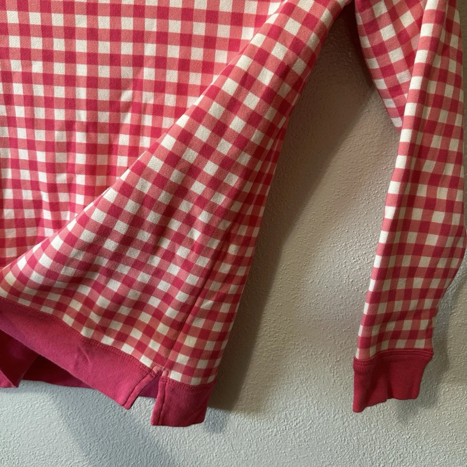 Talbots Sweatshirt Size Medium Petite MP‎ Pink White Gingham Crewneck Pullover - Image 3
