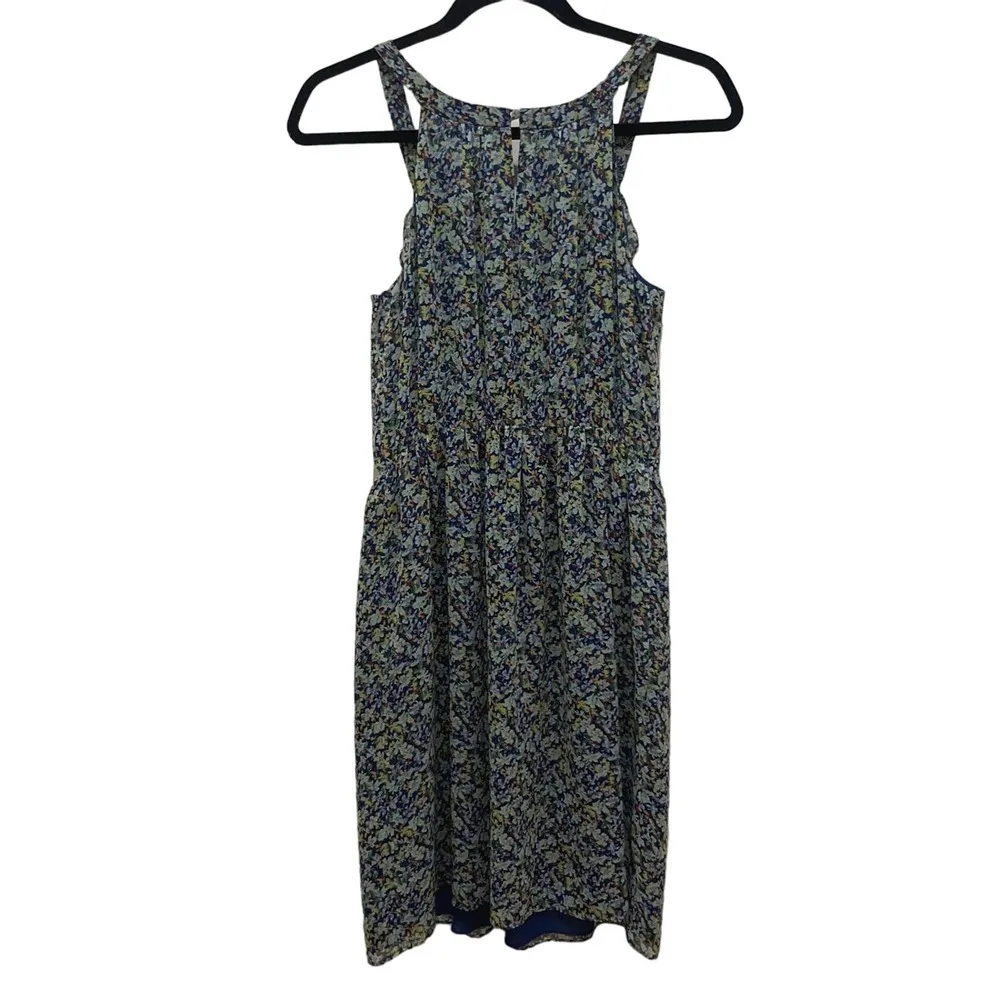 Suzi Chin for Maggy Boutique Blue Floral Sleeveless Ruffle Mini Dress - Image 2