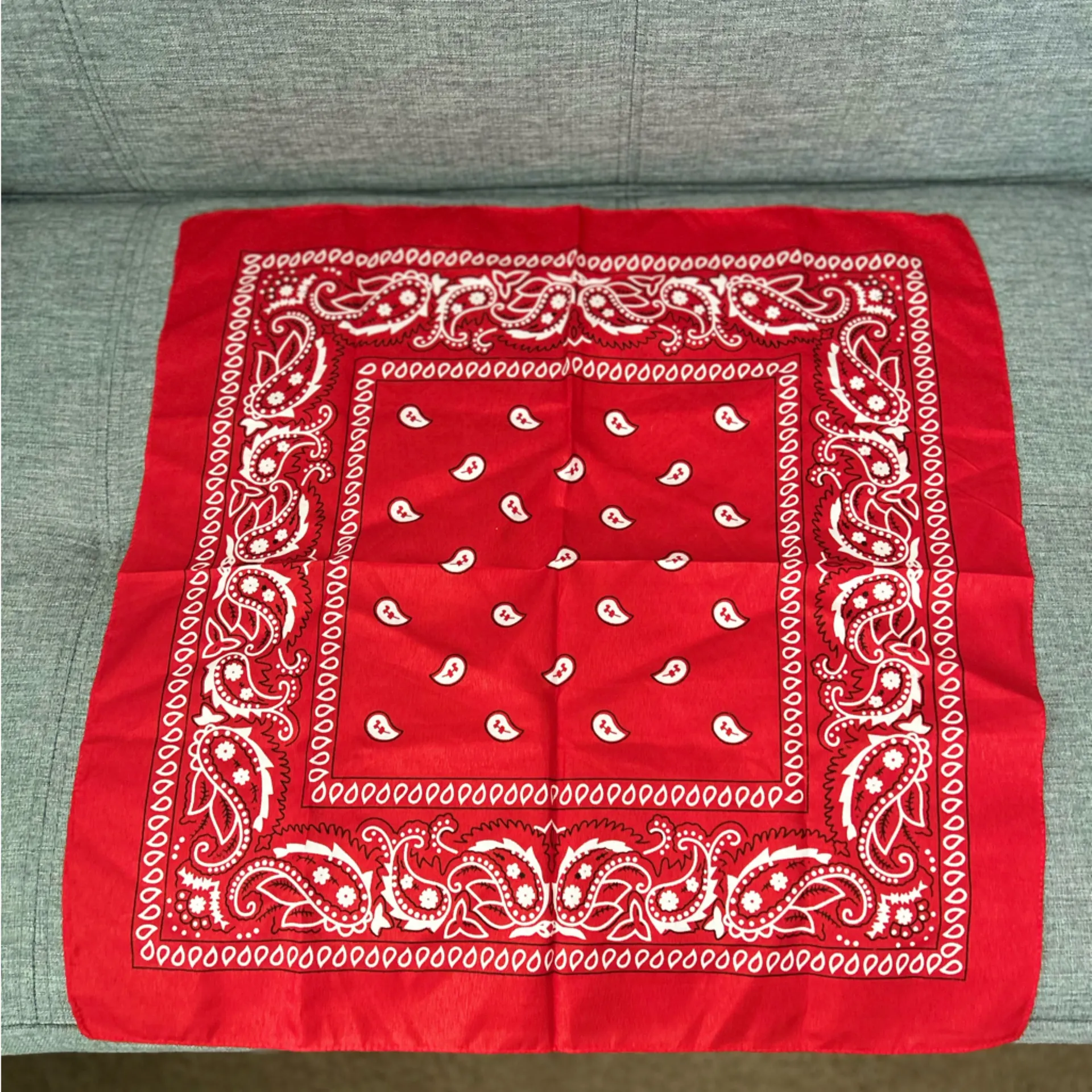 Classic Red & Pink Paisley Cotton Bandana Set Head Scarf Cowboy Western Y2K - Image 2