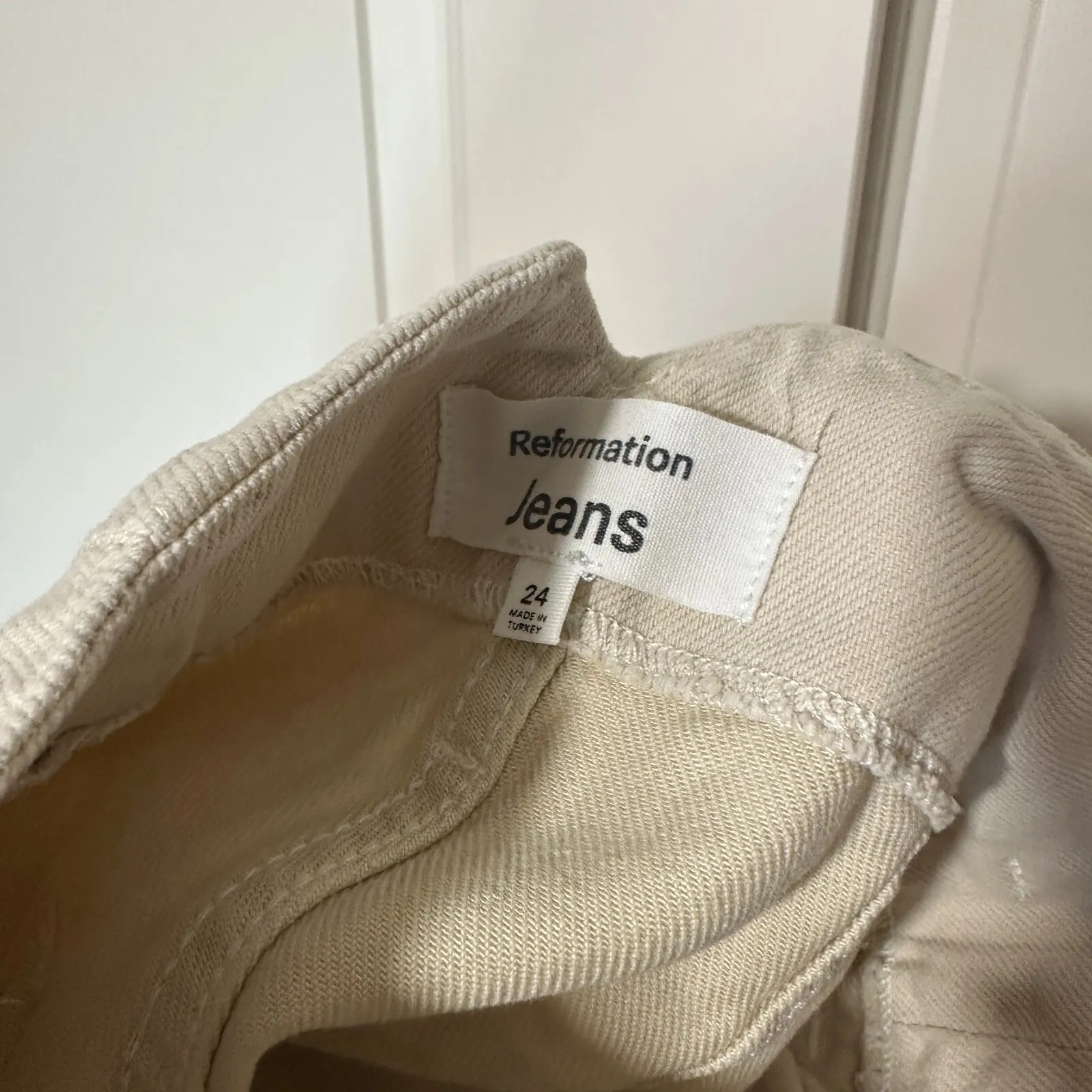 Reformation Jeans 24 Cream Lang Belted Ultra High Rise Pleated‎ Pockets Wide Leg - Image 5