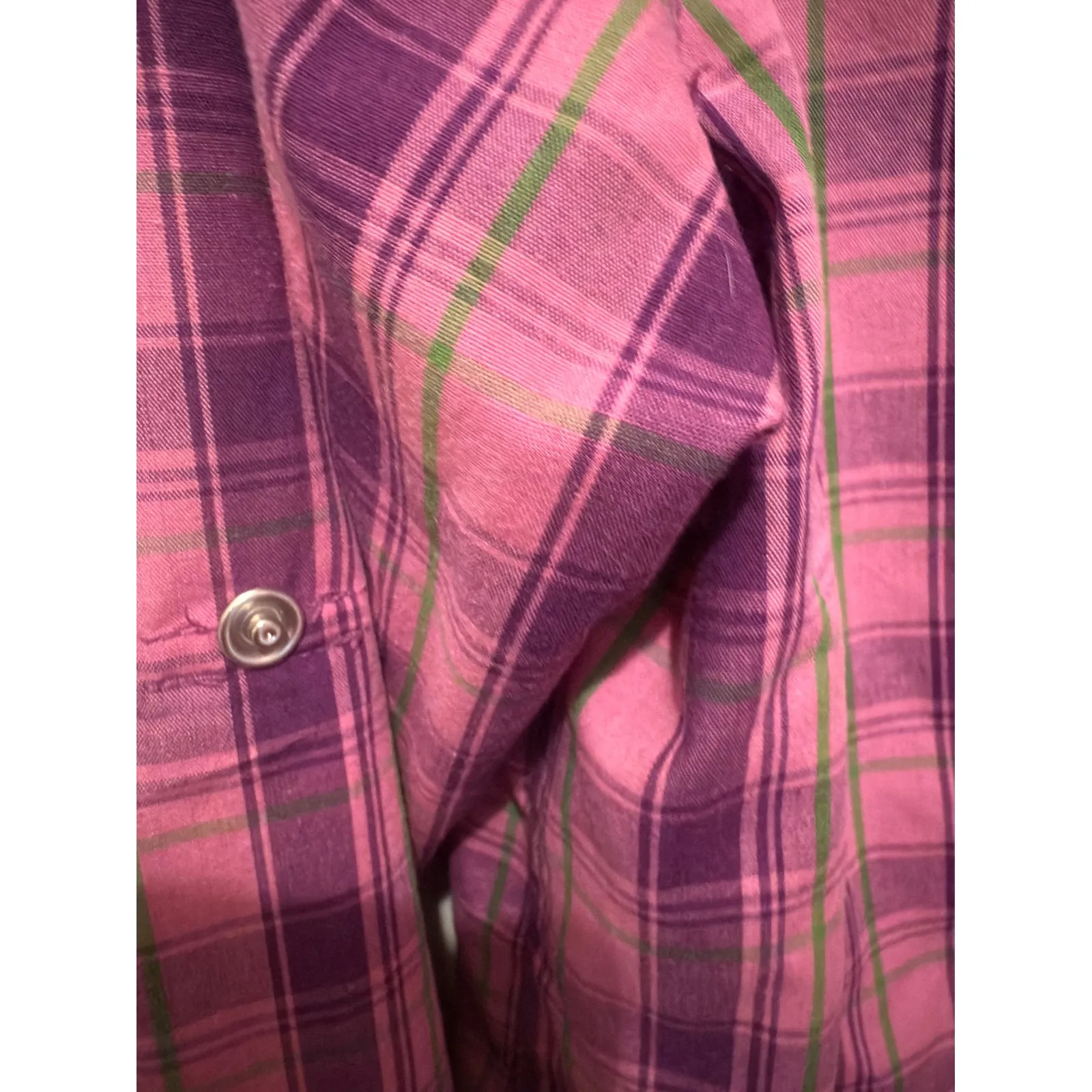 Bit & Bridle Plaid Embroidered Western Shirt Womens Pink Purple Small - Image 7