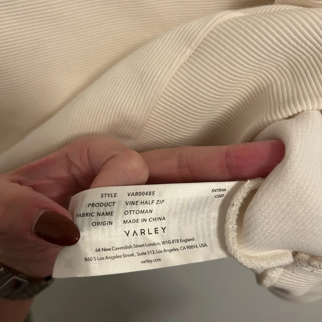 Varley Vine Ottoman Half Zip Pullover in Ivory size Small (S) - Image 8