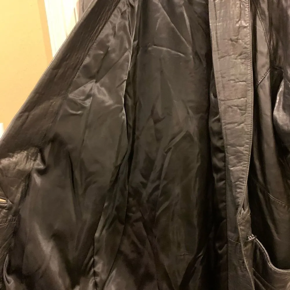 Vintage Pelle Studio Soft Leather Trench Coat by Wilson Leather Black Size M - Image 8