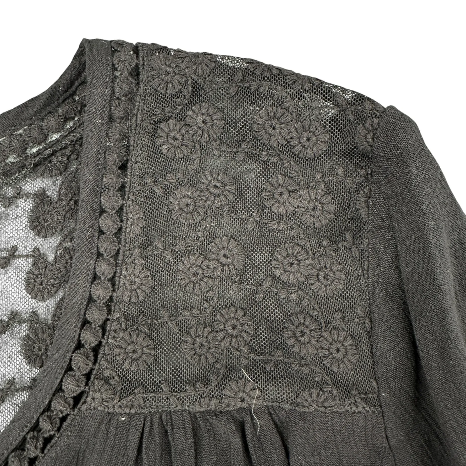 John Paul Richard Black Sheer Top Witchy Goth Whimsygoth Dark Boho Medium - Image 3