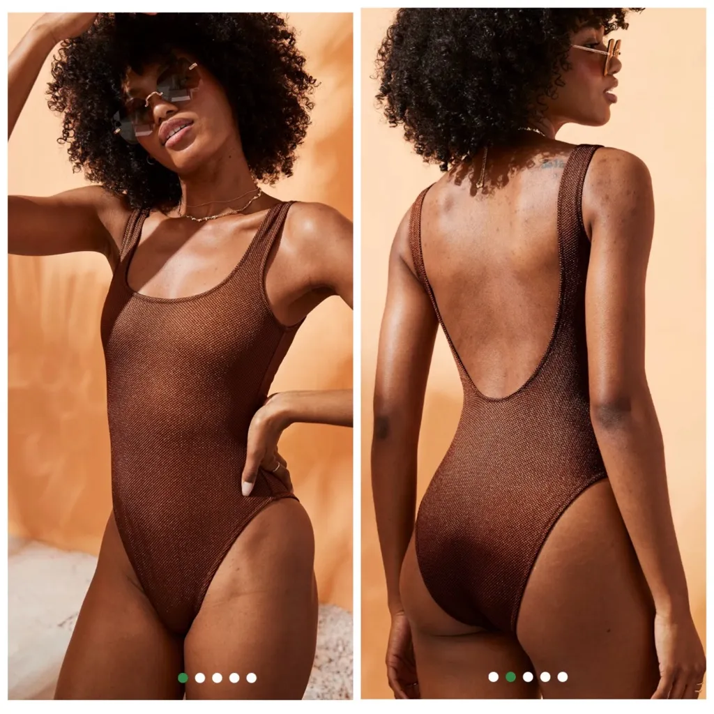 Aerie One Piece Cheekiest Swimsuit Pique Babewatch Brown Size Large Swimwear - Image 3
