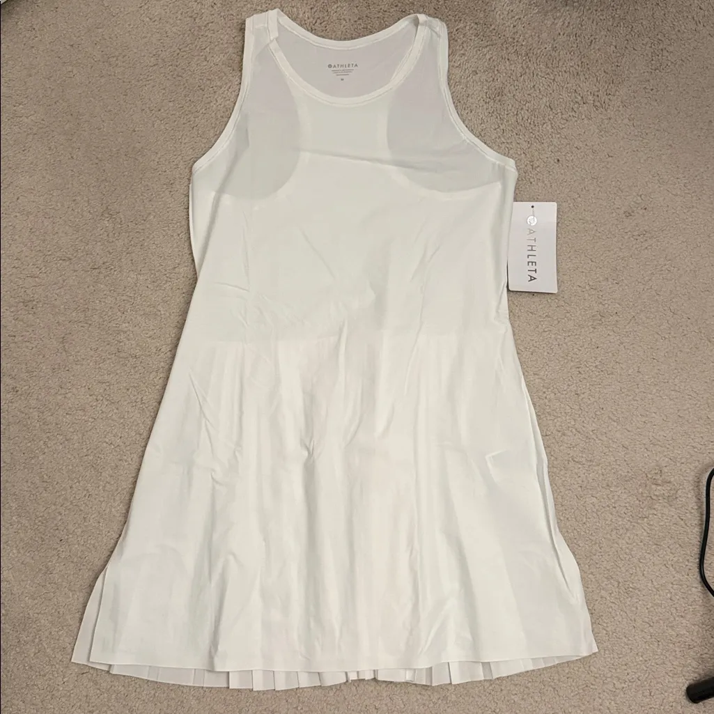 Athleta Match Point Pleated White Dress - M - Image 4
