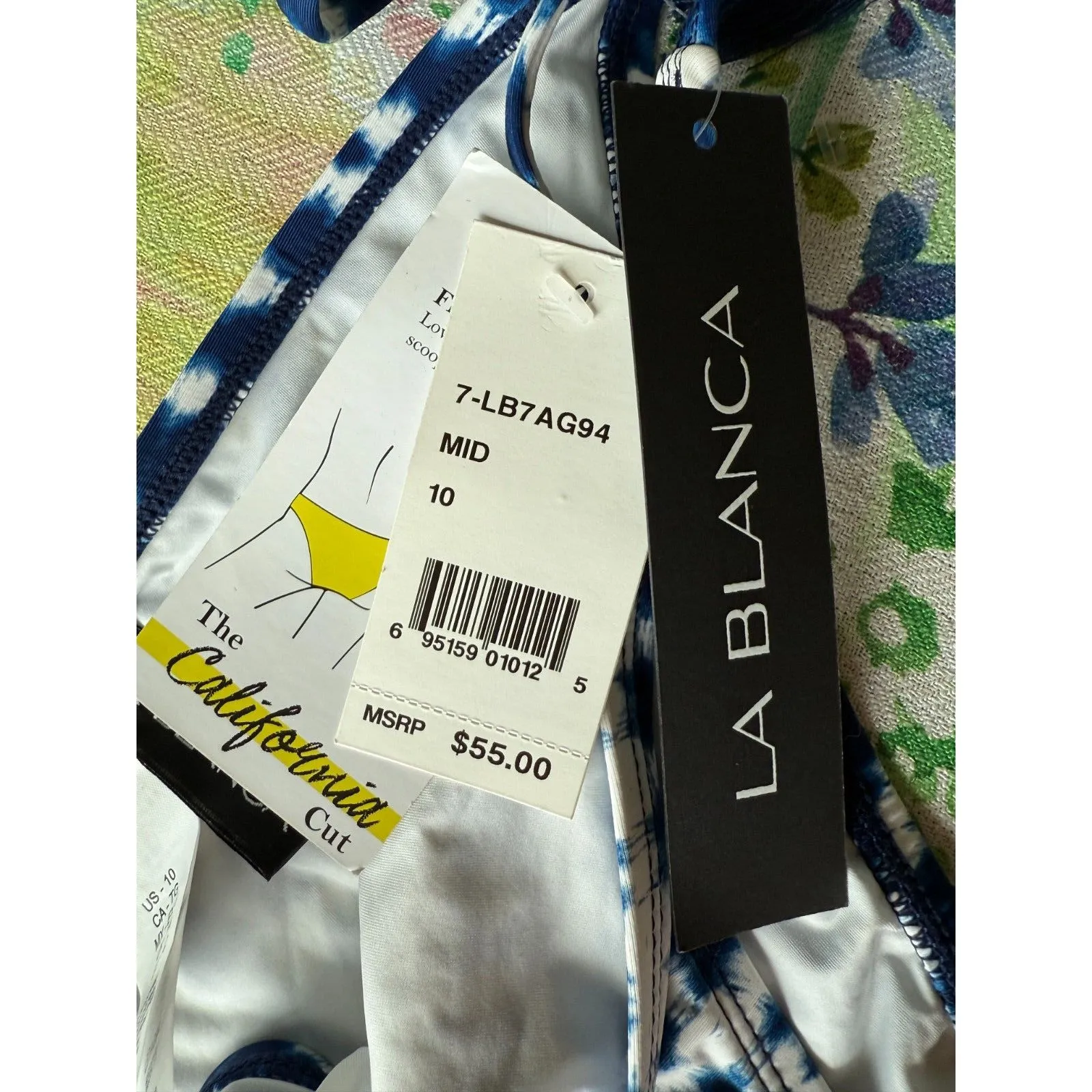 NWT La Blanca Moody Midnight Tie Dye Greece String Bikini Bottom w Tassels 10 - Image 3