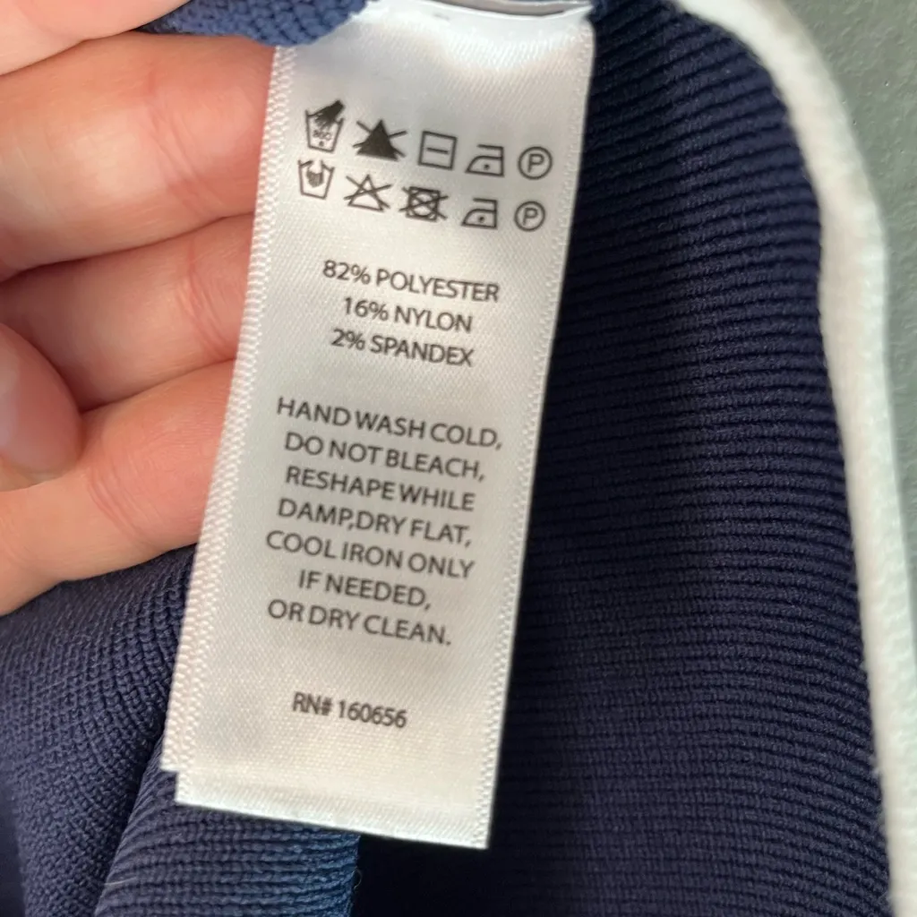 Sincerely Jules Navy Blue And White Long Sleeve Crop Top And Skirt Set Size XS - Image 9