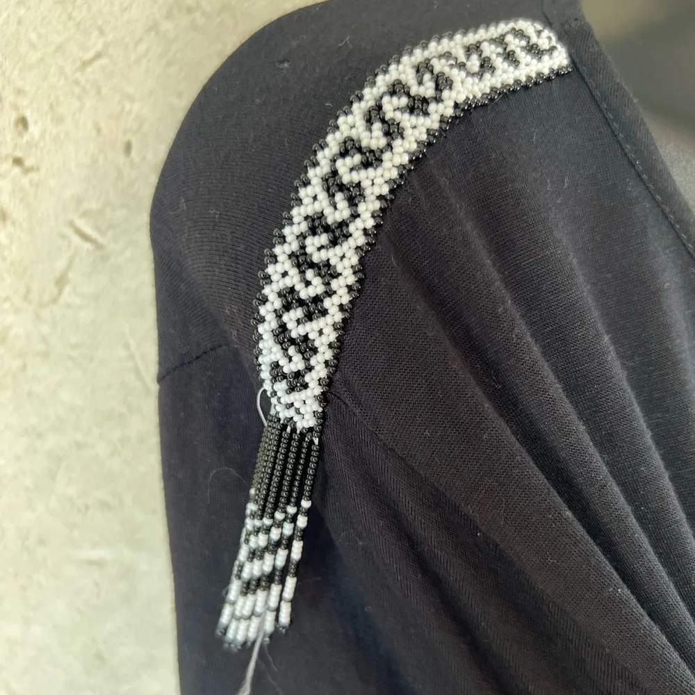 Fuego Azul Handmade In Mexico Beaded Top Black Size L - Image 4