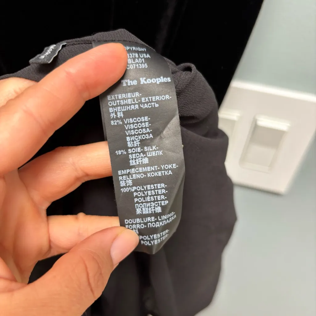 THE KOOPLES Velvet Dress with Muslin Insets in Black - Image 9