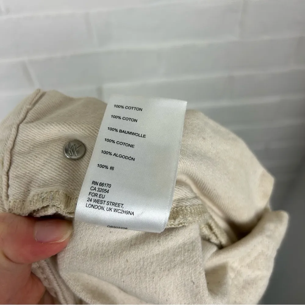 Free People We The Free Cream Distressed Denim Cutoff Short Overalls Size 25 - Image 3