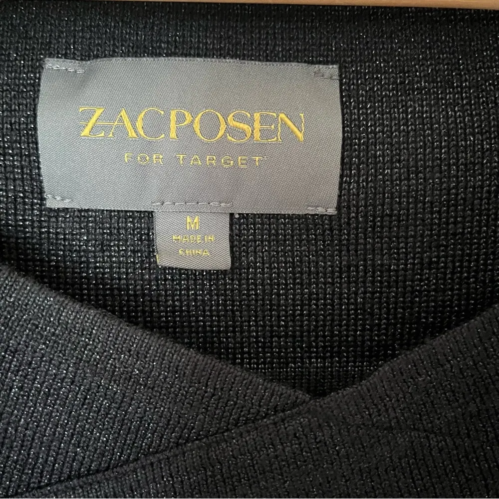 ZAC POSEN x Target Metallic Sparkle Knit Sweater Dress Crochet Ruffle Black Med - Image 7