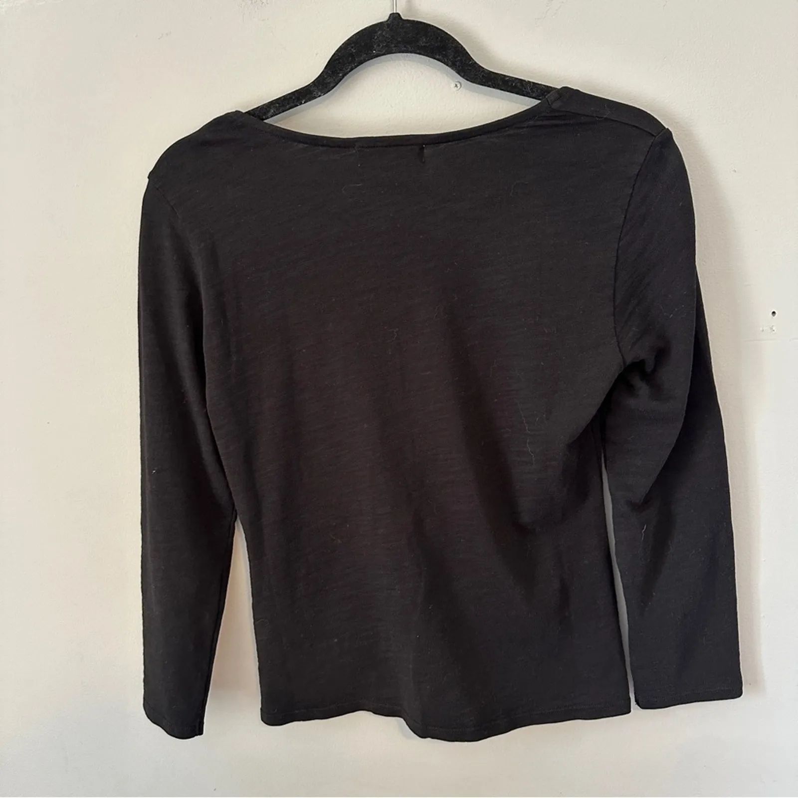 Nation LTD Mikaela Top Shirt Jet Black Ruched NEW Small Long Sleeve - Image 4