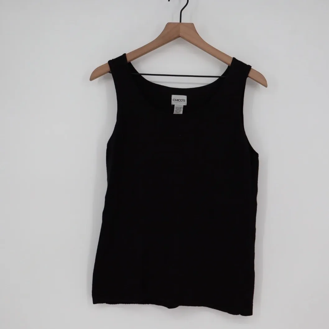 Chicos Black Knit Tank Top Sleeveless Scoop Neck Sweater Vest Size 1 - Image 5