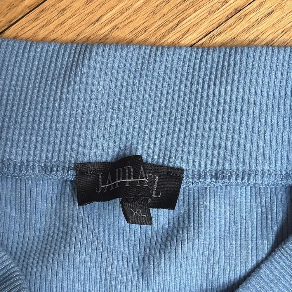 JAPPAREL Blue Ribbed Knit Midi Skirt XL Made in USA - Image 5