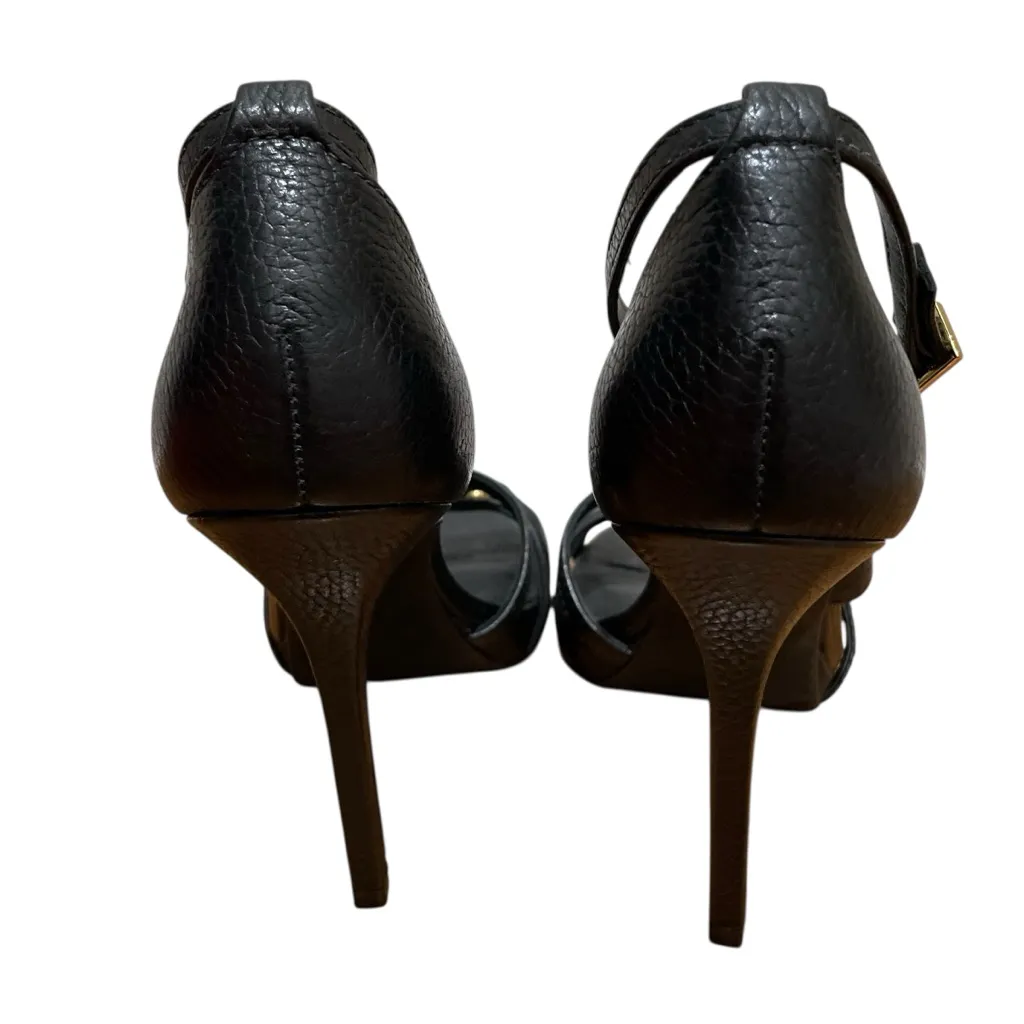 Tory Burch Elizabella Tumbled Leather Heels Black Womens Size 10 - Image 8