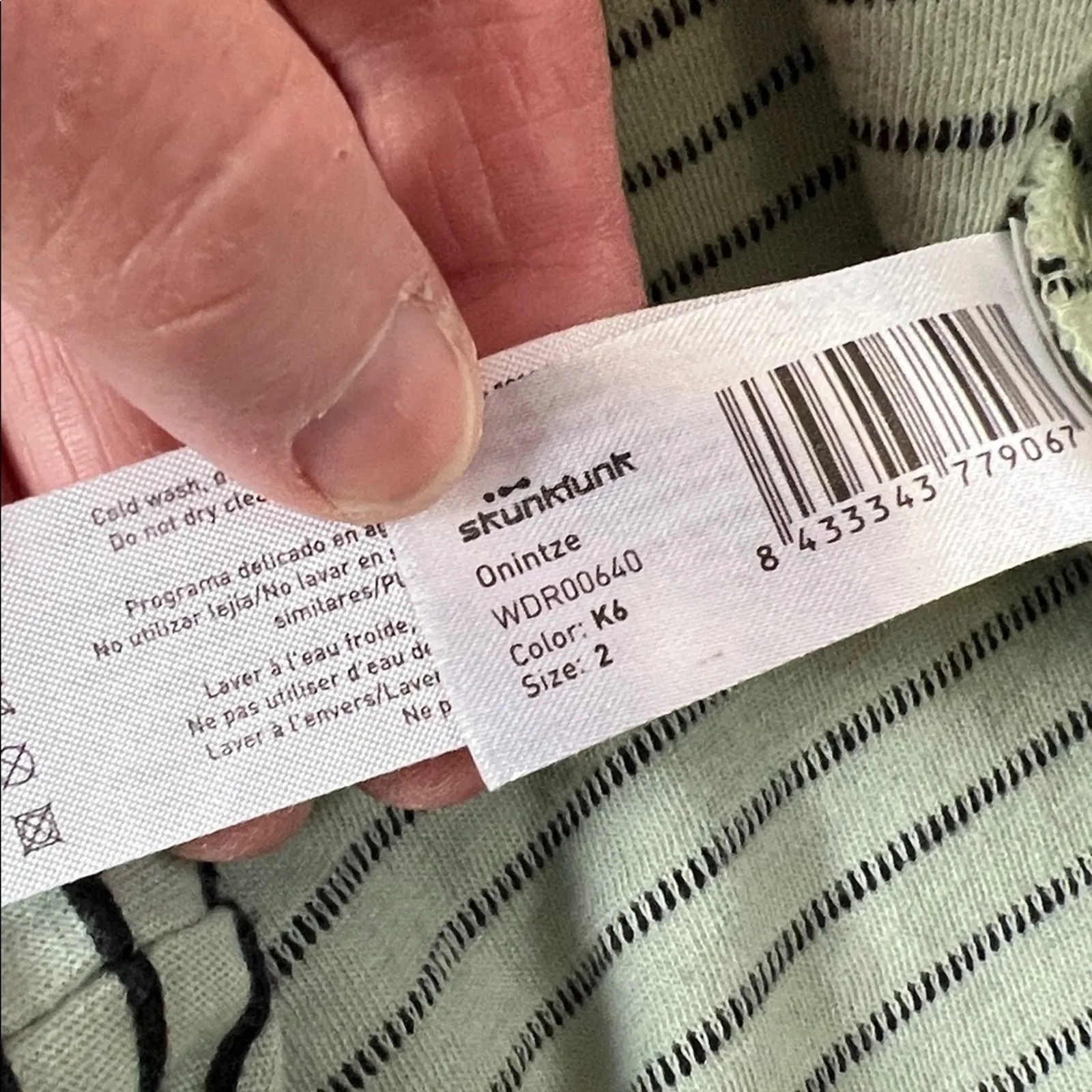 Skunkfunk Black and green short sleeve organic cotton Striped Mini Dress Size L - Image 8