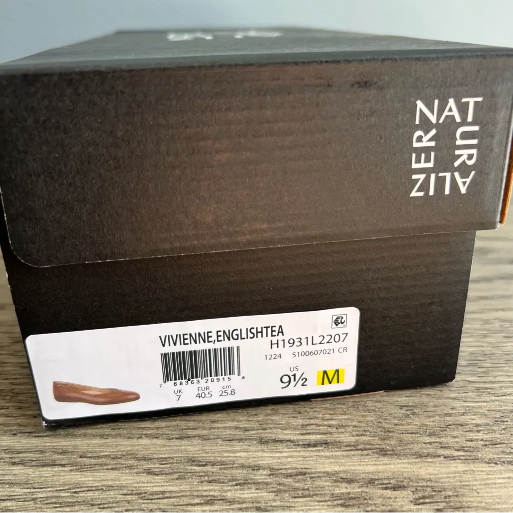 Naturalizer Vivienne Flat English Tea Leather Size 9 1/2 Ballet Flats Tan Carmel - Image 10